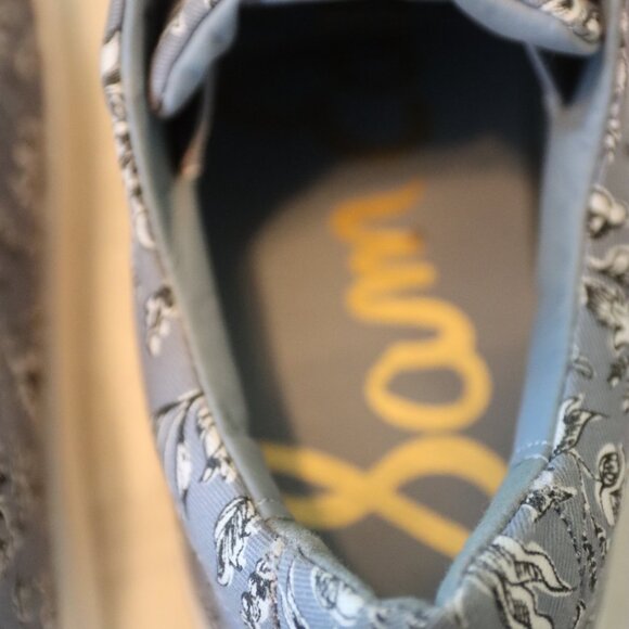Sam Edelman Leya Sneaker  Pom Pom Slip on Sneakers Blue Denim Floral Size 9 - Picture 9 of 14